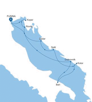 Silver Muse Fusina (Venice) to Fusina (Venice) voyage SM261007009 itinerary map