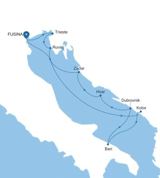 Silver Muse Fusina (Venice) to Fusina (Venice) voyage SM260522009 itinerary map