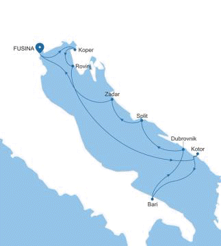 Silver Muse Fusina (Venice) to Fusina (Venice) voyage SM260712009 itinerary map