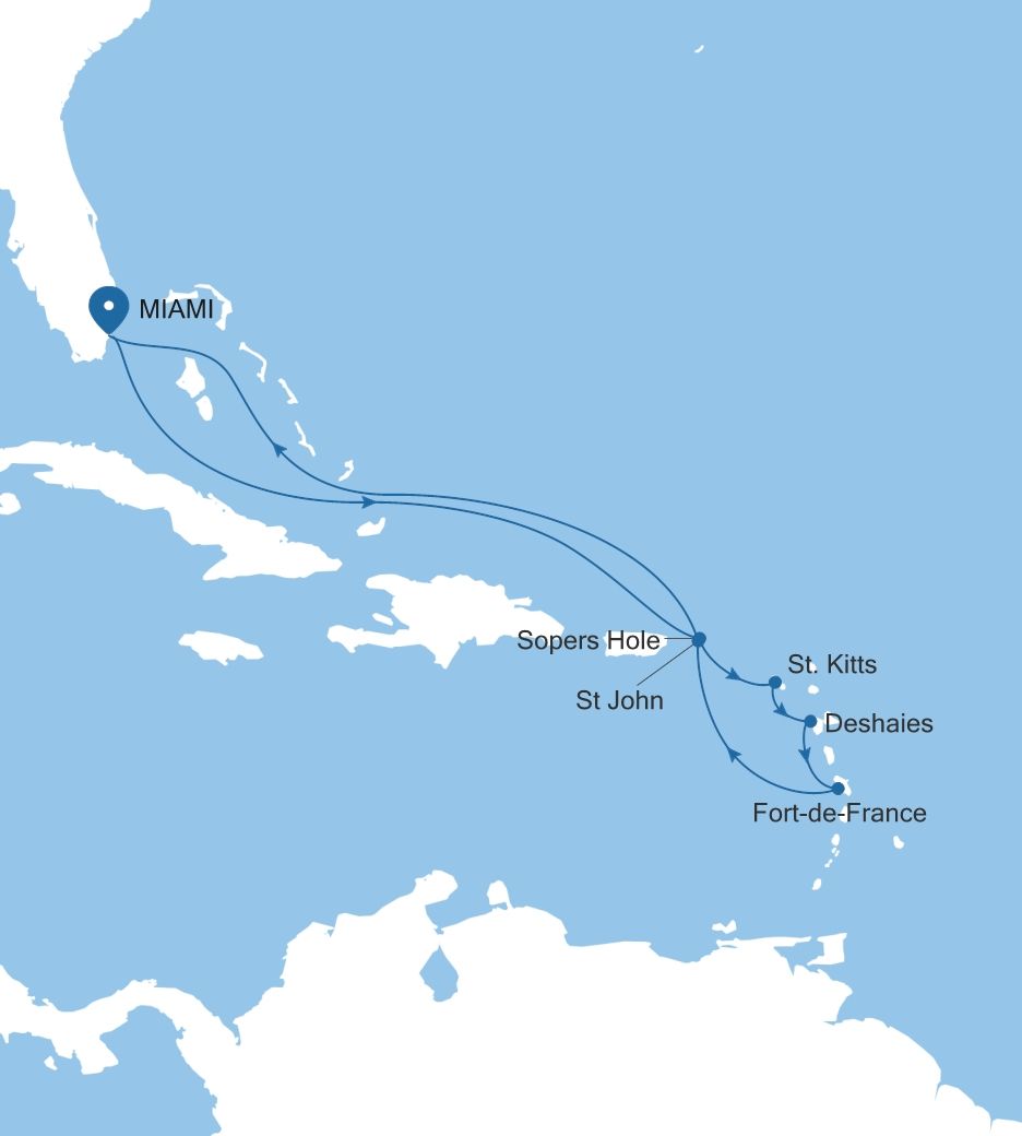 Silver Nova Miami, FL to Miami, FL voyage SN271218011 itinerary map