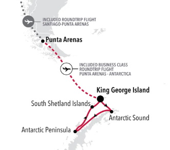 Silver Endeavour King George Island to King George Island voyage EV270112006 itinerary map