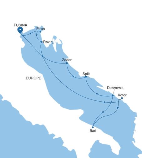 Silver Muse Fusina (Venice) to Fusina (Venice) voyage SM260928009 itinerary map