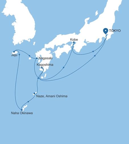 Silver Muse Tokyo to Tokyo voyage SM270715012 itinerary map