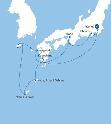 Silver Muse Tokyo to Tokyo voyage SM270901012 itinerary map