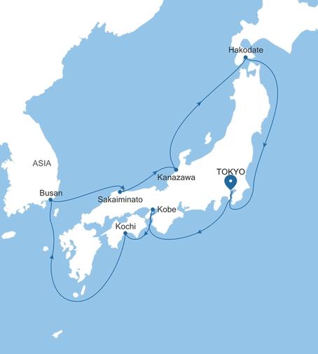 Silver Muse Tokyo to Tokyo voyage SM270925012 itinerary map