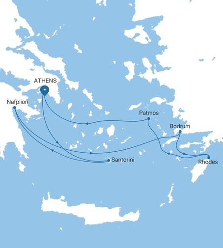 Silver Nova Athens (Piraeus) to Athens (Piraeus) voyage SN270724007 itinerary map