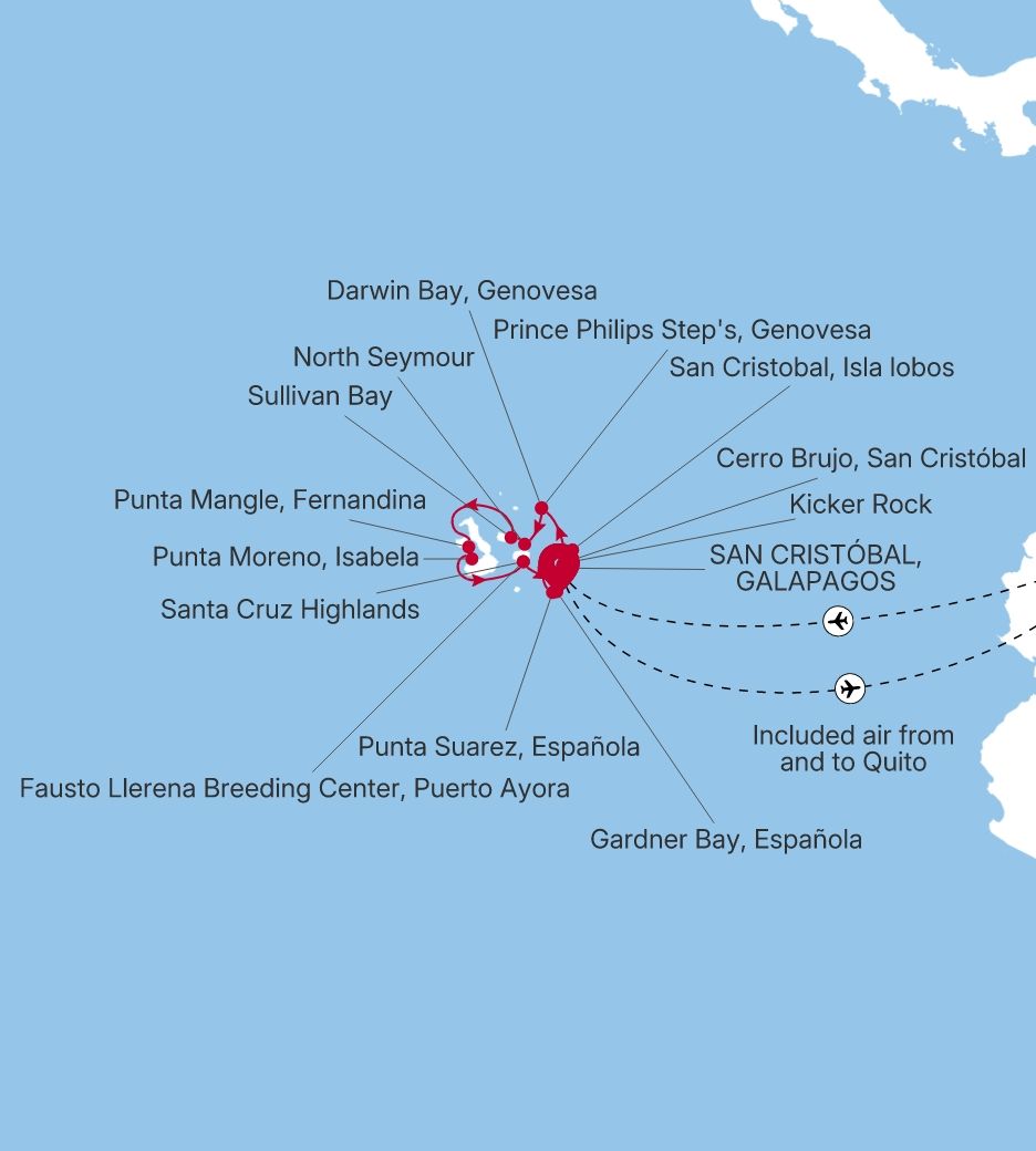 Silver Origin The Galápagos: Exploring the Outer Loop voyage OR290113007 itinerary map