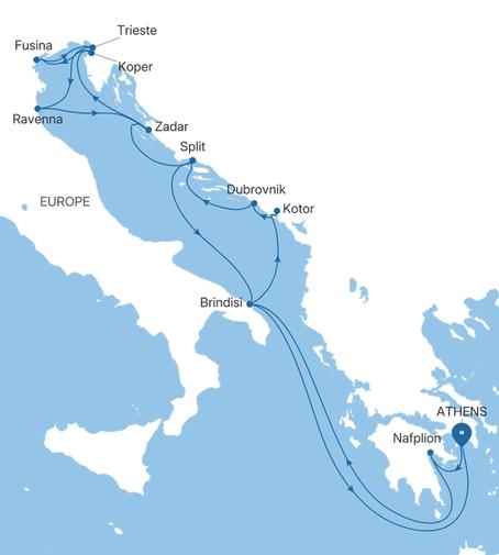 Silver Ray Italy & Croatia featuring Puglia voyage RA280831C16 itinerary map