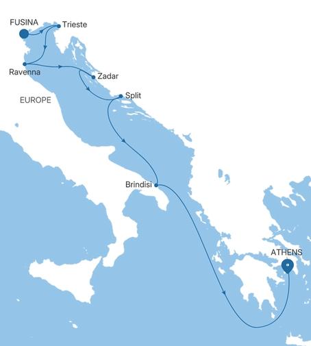 Silver Ray Italy & Croatia Featuring Puglia voyage RA280909007 itinerary map
