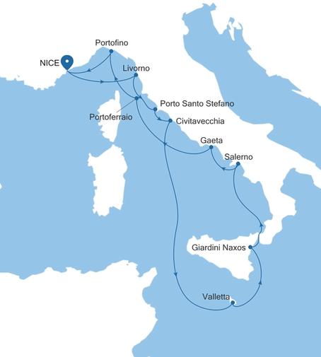 Silver Shadow Italy Featuring Portofino & Tuscany voyage SS260818012 itinerary map