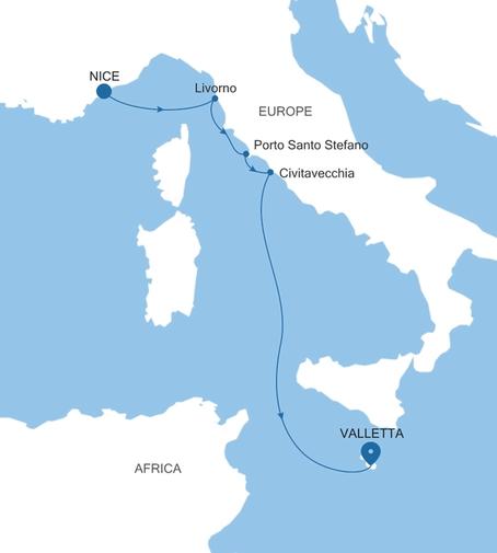 Silver Shadow Italy Featuring Tuscany & Porto Santo Stefano voyage SS260818S06 itinerary map