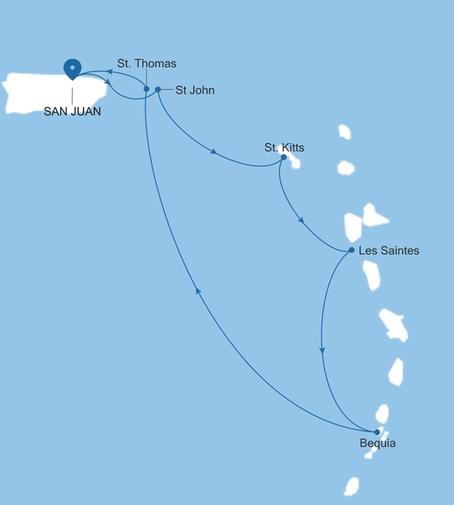 Silver Shadow Southern Caribbean Featuring Les Saintes & Bequia voyage SS261227007 itinerary map