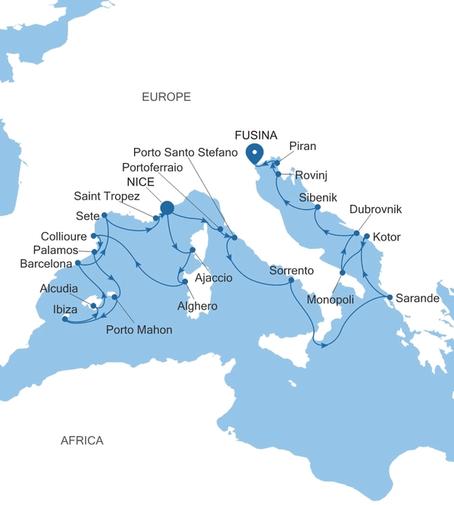 Silver Shadow France, Italy & Croatia Featuring Saint-Tropez voyage SS270413C24 itinerary map