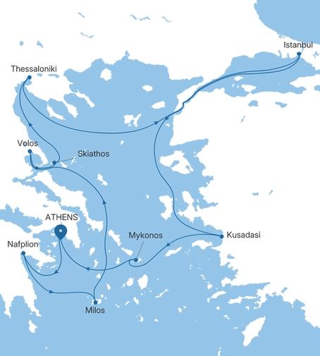 Silver Shadow Greece & Turkey Featuring Istanbul voyage SS280528012 itinerary map