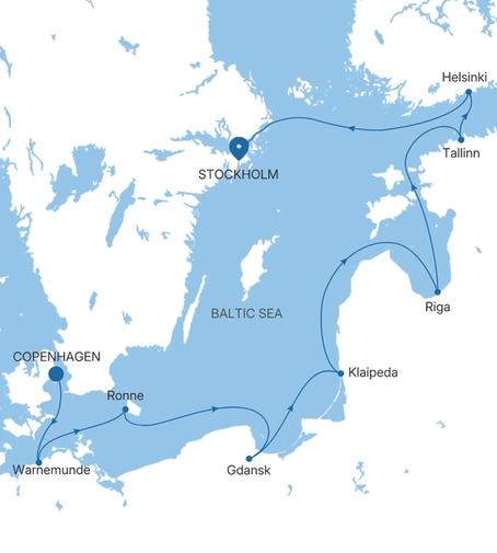 Silver Spirit The Baltic Featuring Sweden & Germany voyage SL280709010 itinerary map