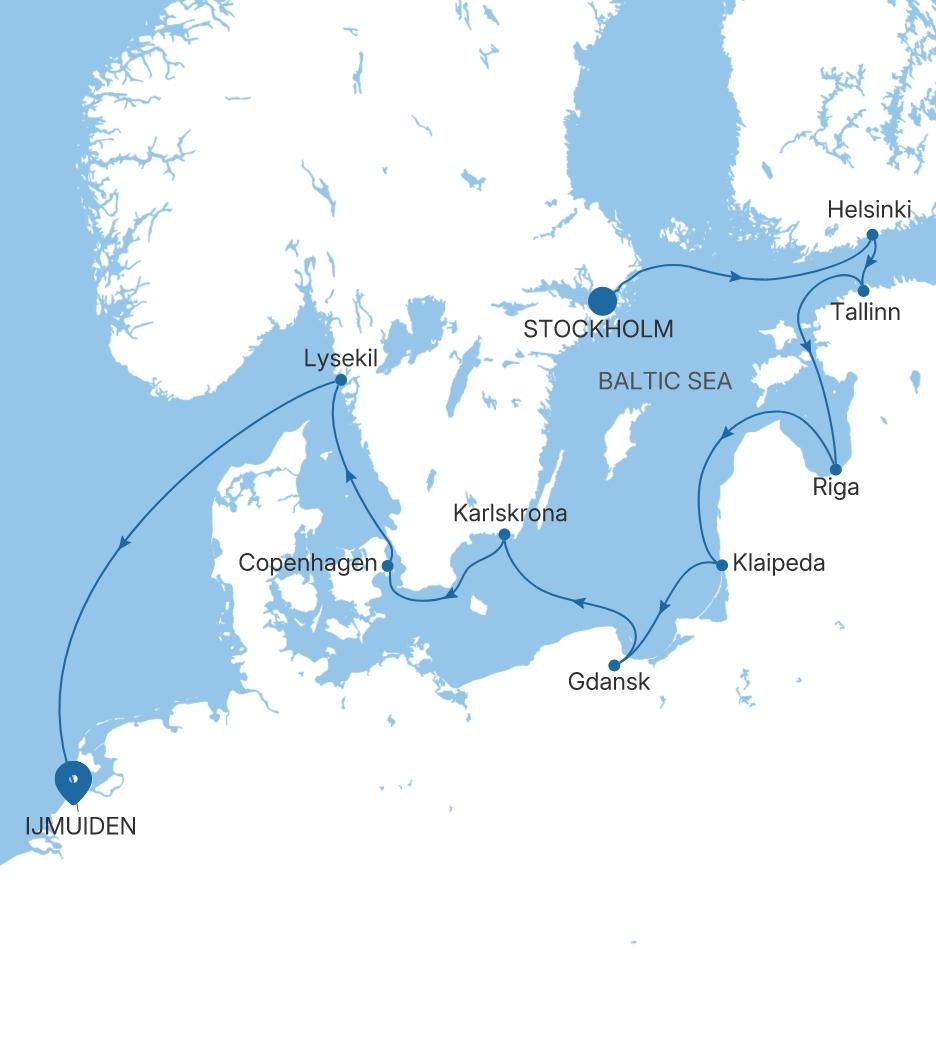 Silver Spirit The Baltic Featuring Sweden & Finland voyage SL280719010 itinerary map