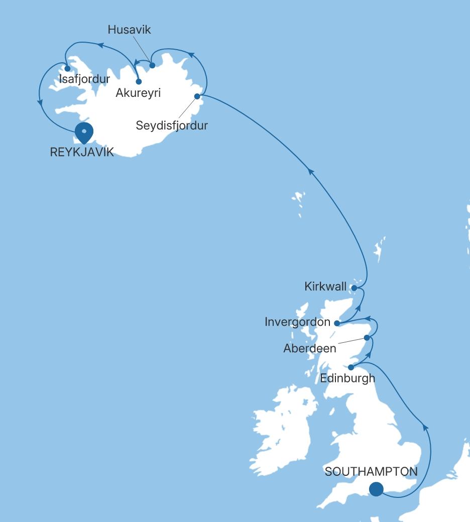 Silver Spirit The British Isles Featuring the Edinburgh Military Tattoo voyage SL280810012 itinerary map