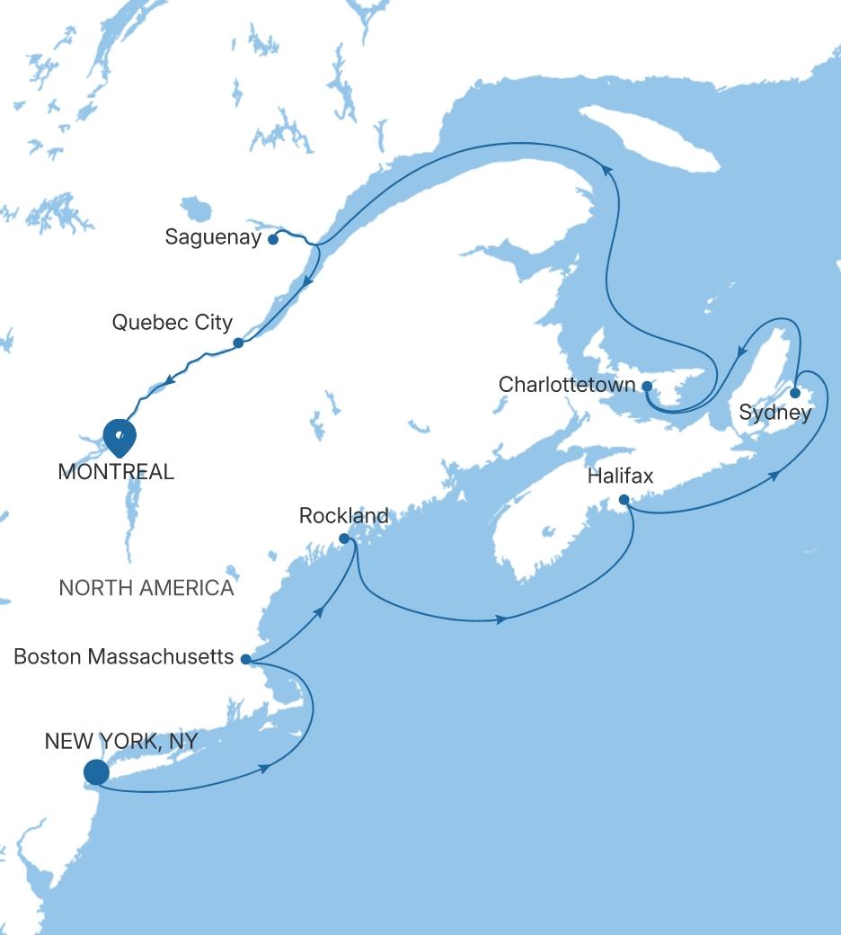 Silver Spirit Canada & New England Featuring Quebec City voyage SL280929011 itinerary map