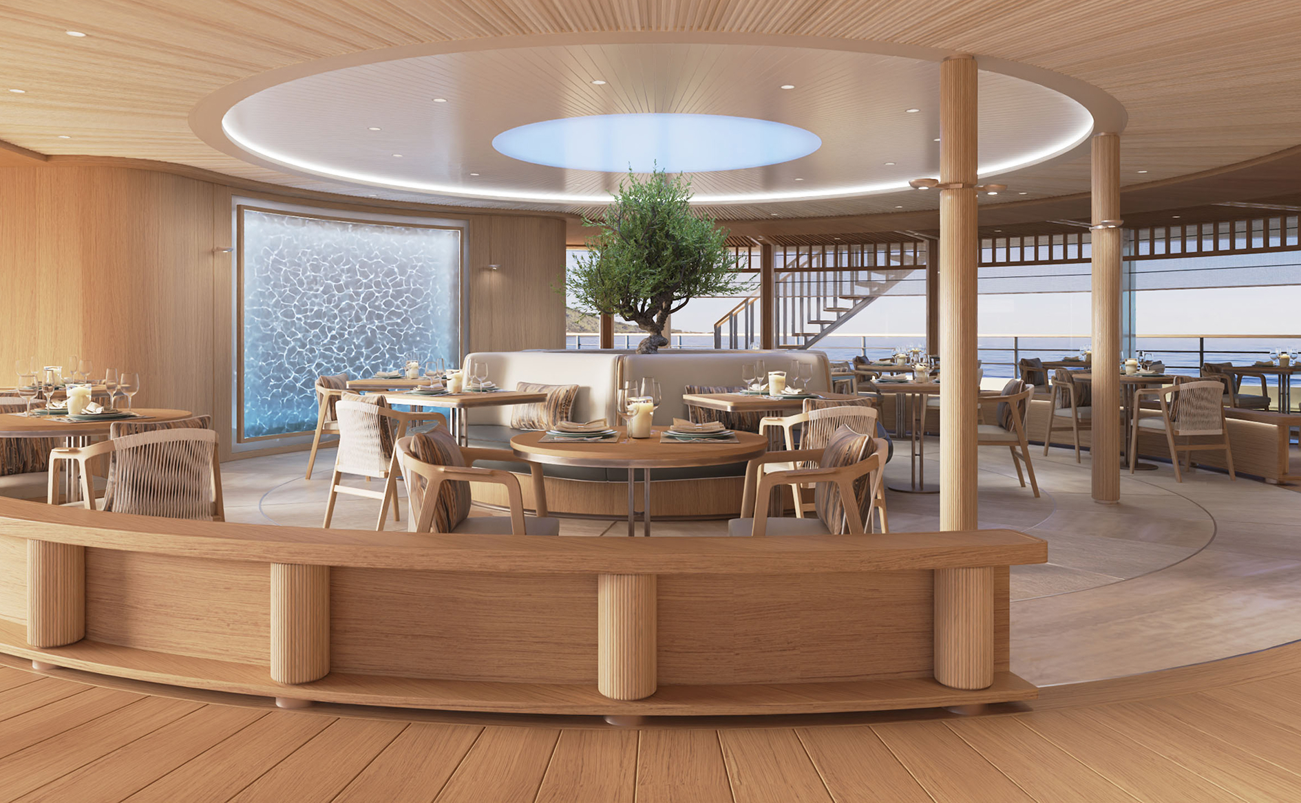 Ocean-view dining at Alira aboard Amangati