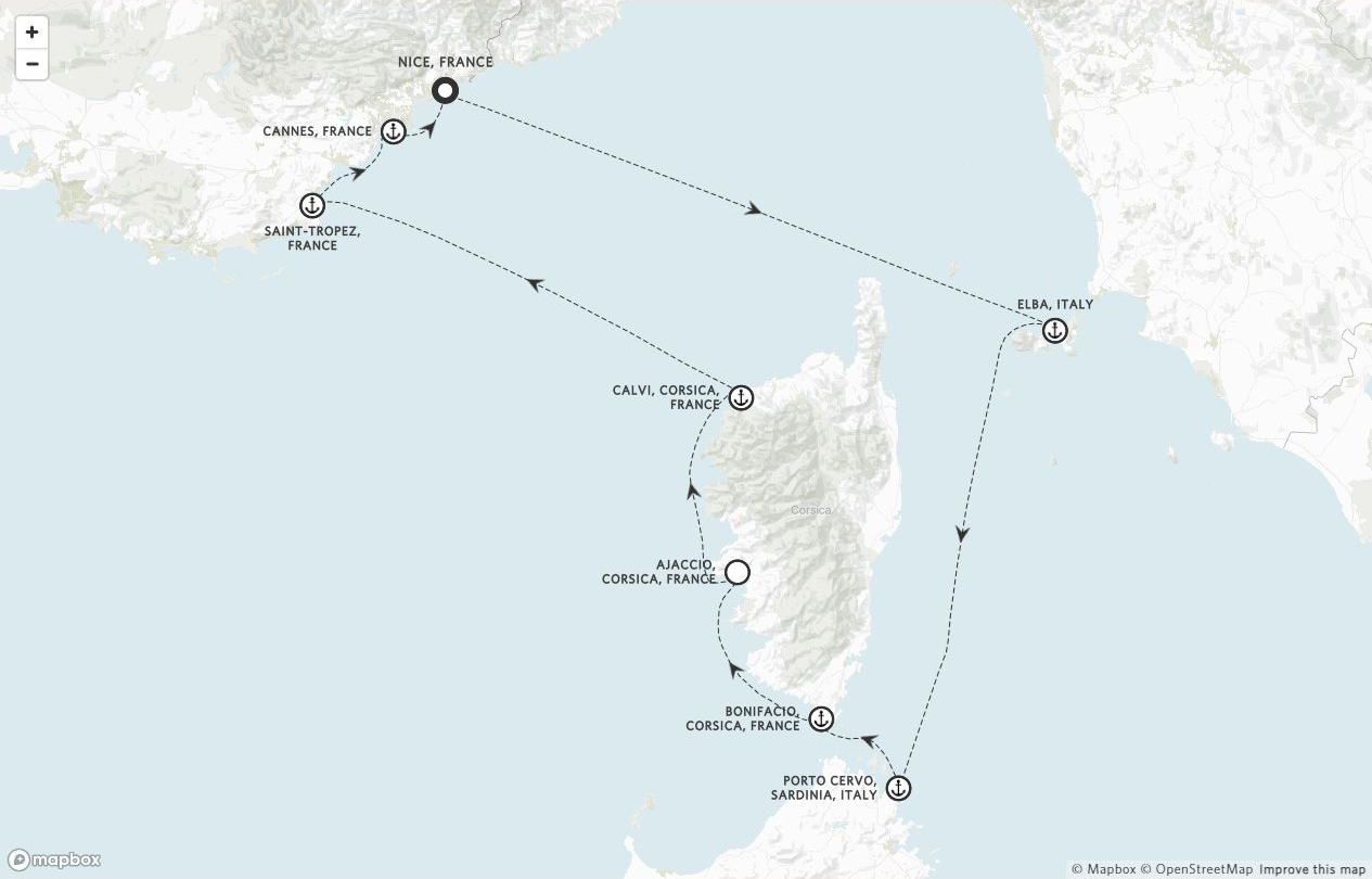 Amangati Voyage AG270513 itinerary route map from Nice, France to Nice, France