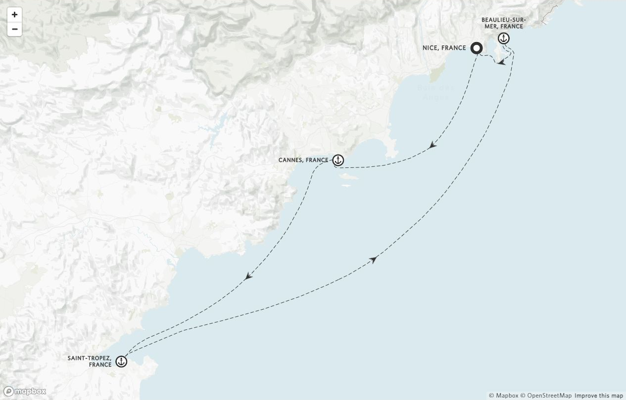 Amangati Voyage AG270602 itinerary route map from Nice, France to Nice, France
