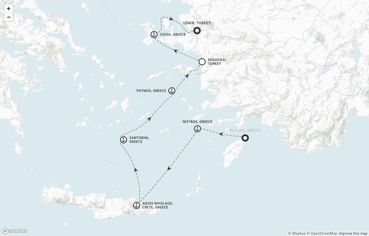 Amangati Voyage AG270919 itinerary route map from Rhodes, Greece to Izmir, Turkey