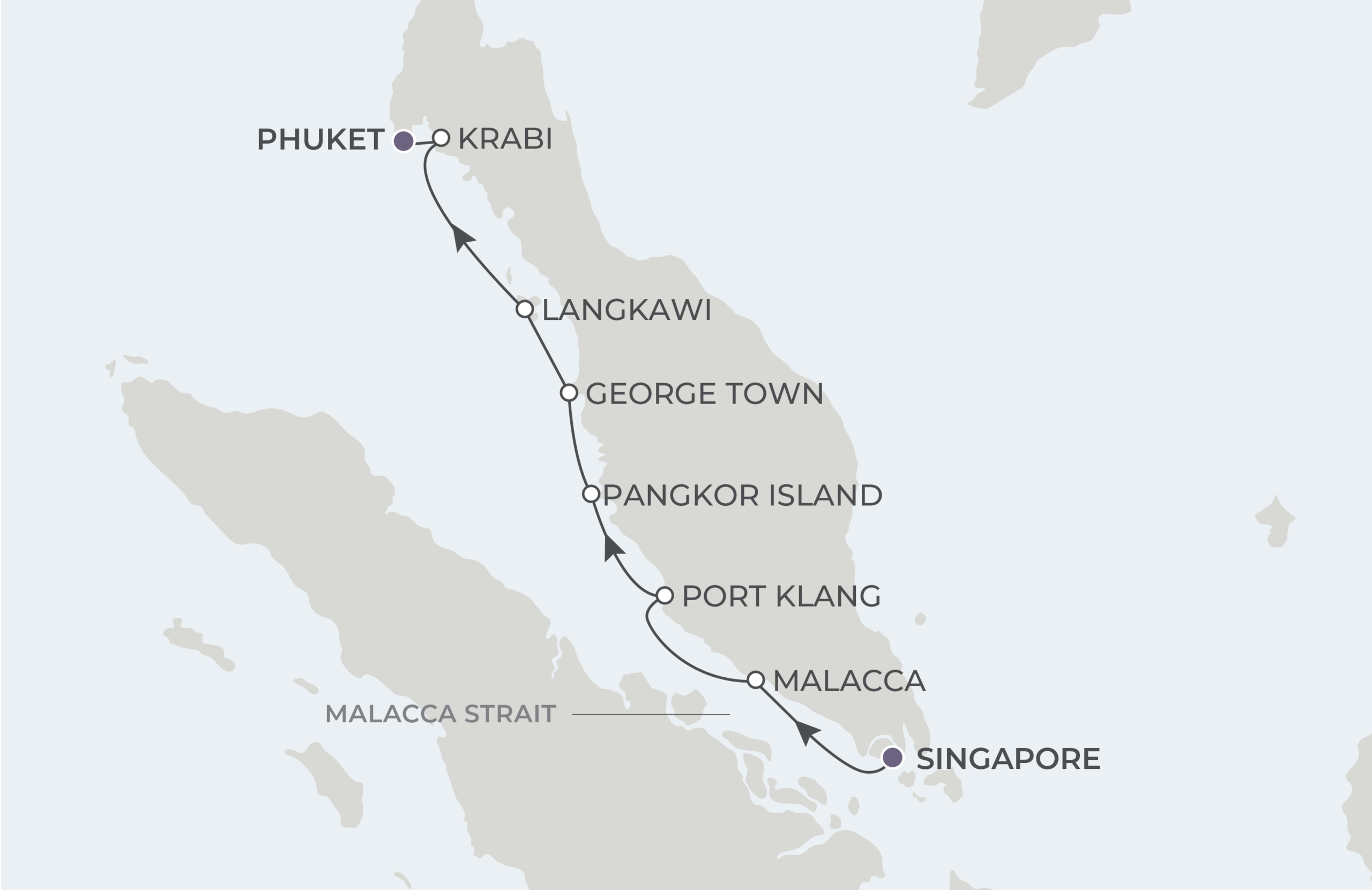 Atlas Adventurer Voyage AAV290218 February 18-27, 2029 itinerary route map from Singapore, Singapore to Phuket, Thailand