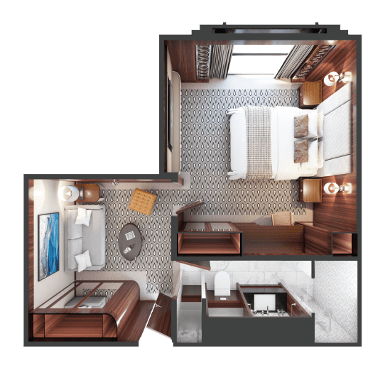 Deluxe Horizon Suite floor plan aboard World Navigator