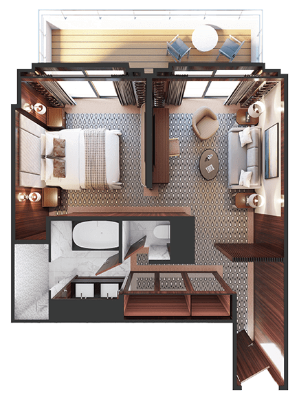 Navigator Suite floor plan aboard World Navigator