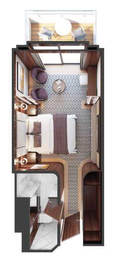 Veranda Suite floor plan aboard World Navigator