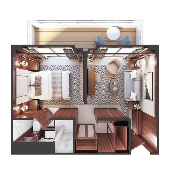Journey Suite floor plan aboard World Traveller