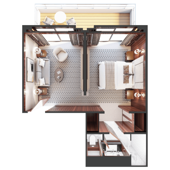 Discovery Suite floor plan aboard World Voyager
