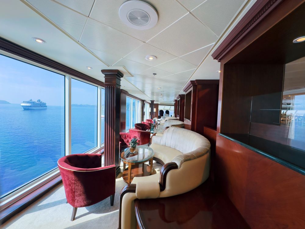 Seating and ocean views in Azamara’s Living Room lounge