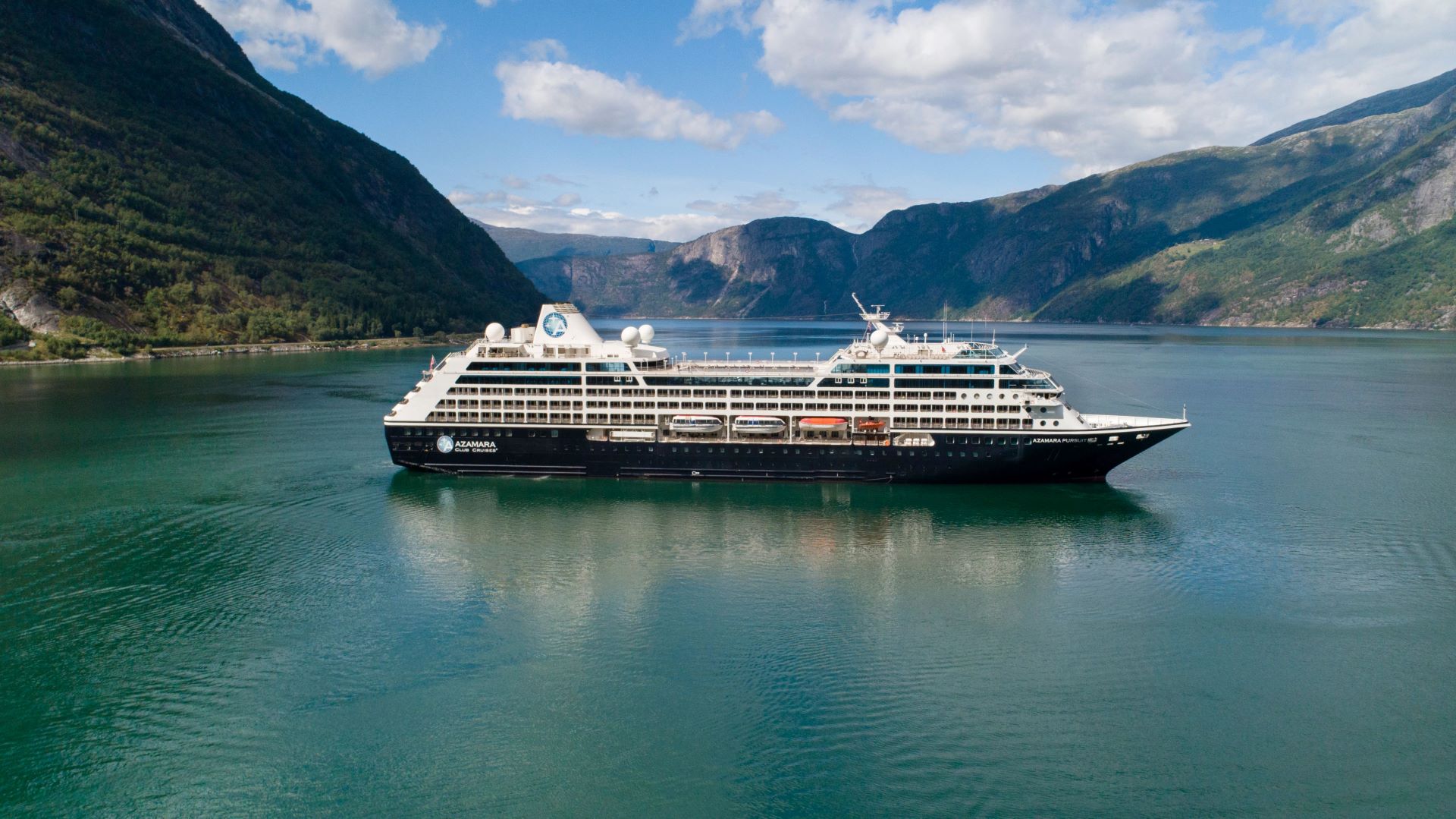 Azamara Pursuit in the Norwegian fjord landscape at Eidfjord