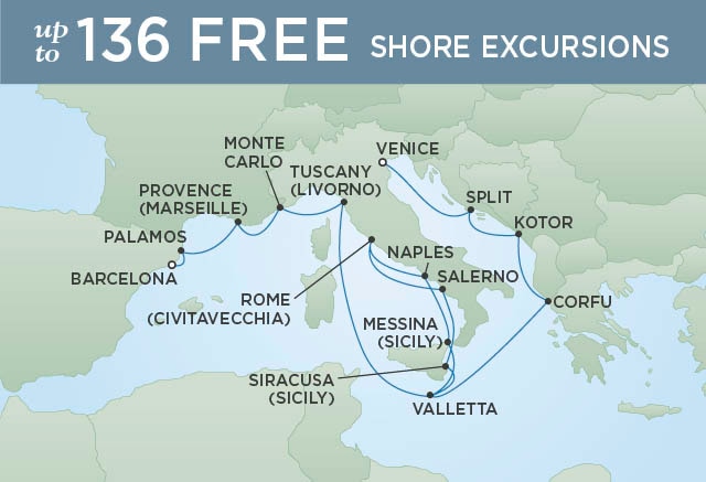 Itinerary Map RSSC Regent Seven Seas Splendor 2022 cruise