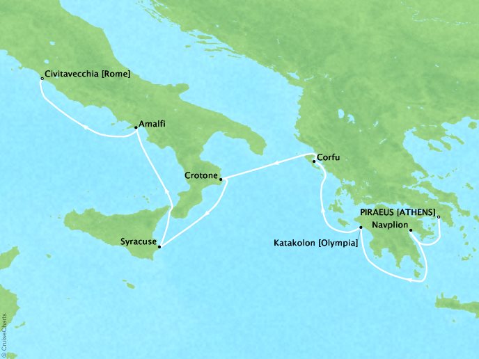 Seabourn Cruises Encore Map Detail Rome (Civitavecchia), Italy to Barcelona, Spain May 13-20 2026 - 7 Days - Voyage 7732