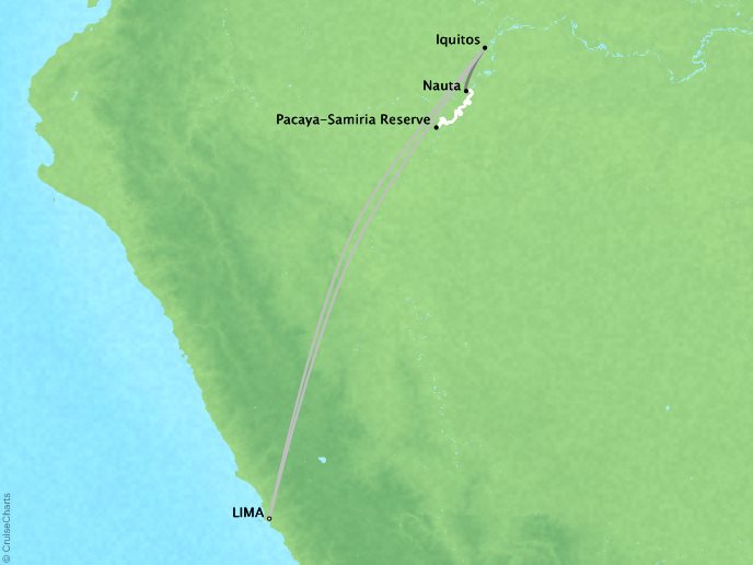 7 Seas Luxury Cruises Lindblad Expeditions Delfin 2 Map Detail Lima, Peru to Lima, Peru March 10-19 2026 - 9 Days