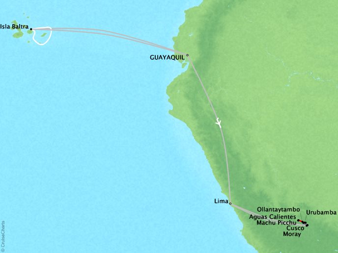 Around the World Private Jet Cruises Lindblad Expeditions ng Islander Map Detail Guayaquil, Ecuador to Lima, Peru February 25 March 12 2017 - 15 Days