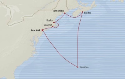 Cruises Oceania Insignia Map Detail New York, NY, United States to New York, NY, United States August 31 September 10 2017 - 10 Days