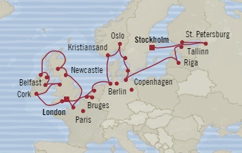 Deluxe Honeymoon Cruises Oceania Marina August 4 September 3 2026 Southampton, United Kingdom to Stockholm, Sweden