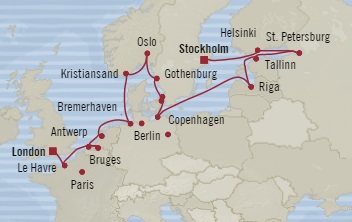 Deluxe Honeymoon Cruises Oceania Marina June 14 July 3 2026 Southampton, United Kingdom to Stockholm, Sweden