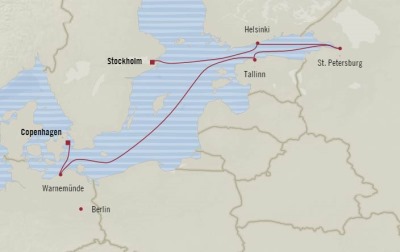 Cruises Oceania Marina Map Detail Copenhagen, Denmark to Stockholm, Sweden June 12-19 2017 - 7 Days
