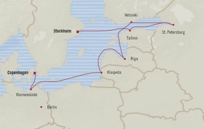 Cruises Oceania Marina Map Detail Copenhagen, Denmark to Stockholm, Sweden June 29 July 9 2017 - 10 Days