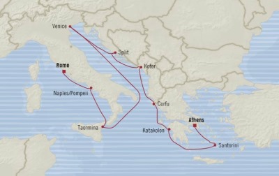Cruises Oceania Marina Map Detail Piraeus, Greece to Civitavecchia, Italy October 28 November 7 2017 - 10 Days