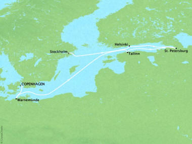 7 Seas Luxury Cruises Cruises Oceania Marina Map Detail Copenhagen, Denmark to Stockholm, Sweden August 29 September 5 2022 - 7 Days
