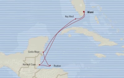 7 Seas Luxury Cruises Oceania Marina Map Detail Miami, FL, United States to Miami, FL, United States February 27 March 6 2026 - 7 Days