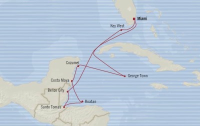 7 Seas Luxury Cruises Oceania Marina Map Detail Miami, FL, United States to Miami, FL, United States February 7-17 2026 - 10 Days