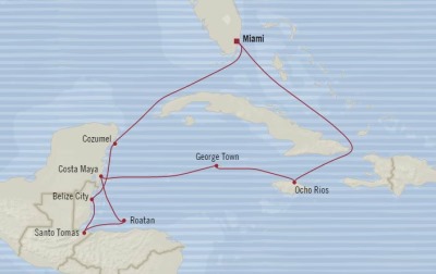 7 Seas Luxury Cruises Oceania Marina Map Detail Miami, FL, United States to Miami, FL, United States January 28 February 7 2026 - 10 Days