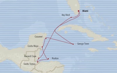 7 Seas Luxury Cruises Oceania Marina Map Detail Miami, FL, United States to Miami, FL, United States January 8-18 2026 - 10 Days