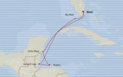 7 Seas Luxury Cruises Oceania Marina Map Detail Miami, FL, United States to Miami, FL, United States March 16-23 2026 - 7 Days